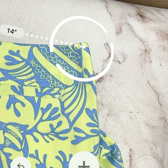 Talbots Women's Sz 10 Green/Blue Fish Vtg Print Stretch Cropped Capri Pants - Picture 8 of 8